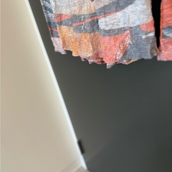 David Cline S EUC Orange Gray Cream Button Down Shirt- silver accents cotton - Picture 8 of 15